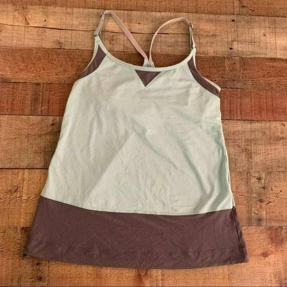 Lole workout tank with built in bra in blue and gray - M